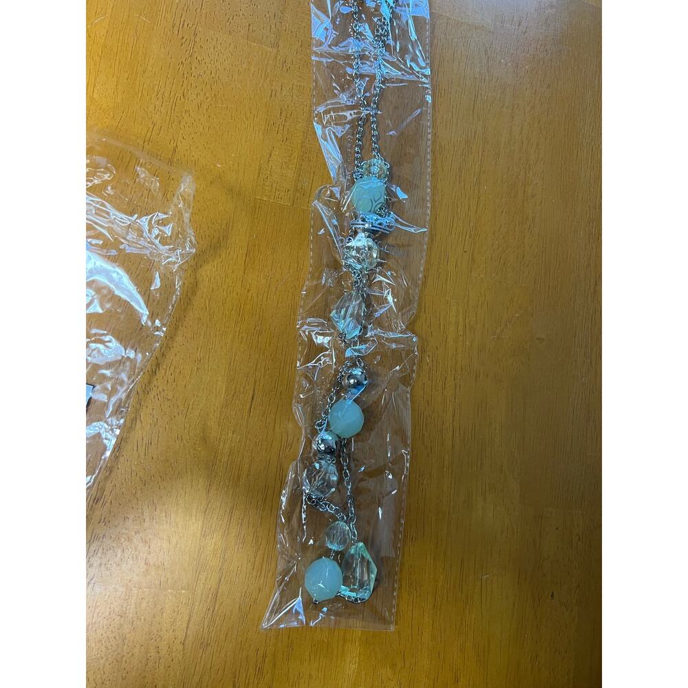 NWT Green and silver long necklace and earrings